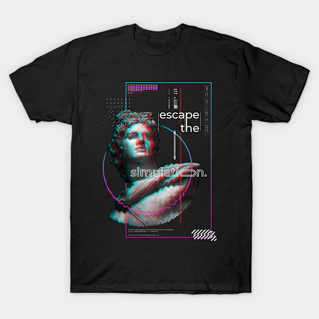 Glitch Apollo Vaporwave Aesthetic Streetwear T-Shirt by Sassee Designs